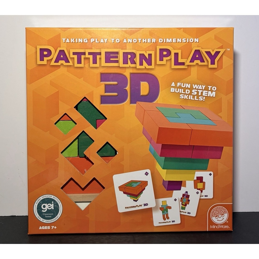 MindWare 3D Pattern Play Color Learn Through Play Wooden Blocks Ages 3+